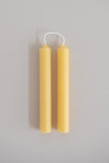 A pair of 6 inch natural tube beeswax candlesticks made with pure Canadian beeswax.